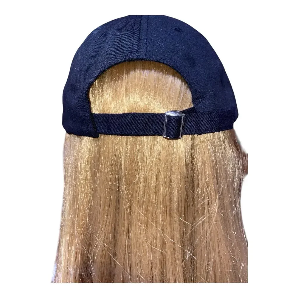 Black Punk-Style Baseball Cap w/ Silver Piercing Rings & Chains Detail. adjust.‎